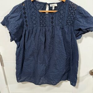 Ella Moss "Brianne" Yolk Eyelet Peasant Top